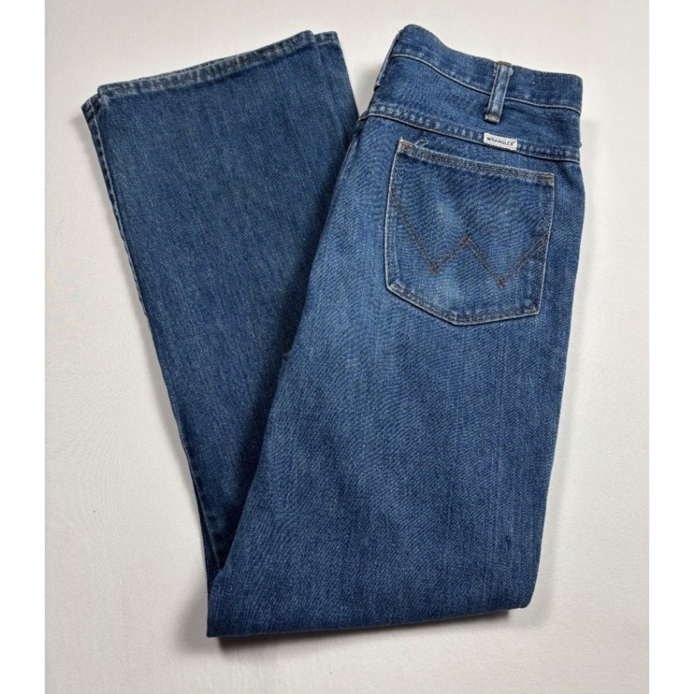 Vintage Wrangler No Fault Jeans Mens 33x32 Blue Flared Bootcut USA Talon Zip